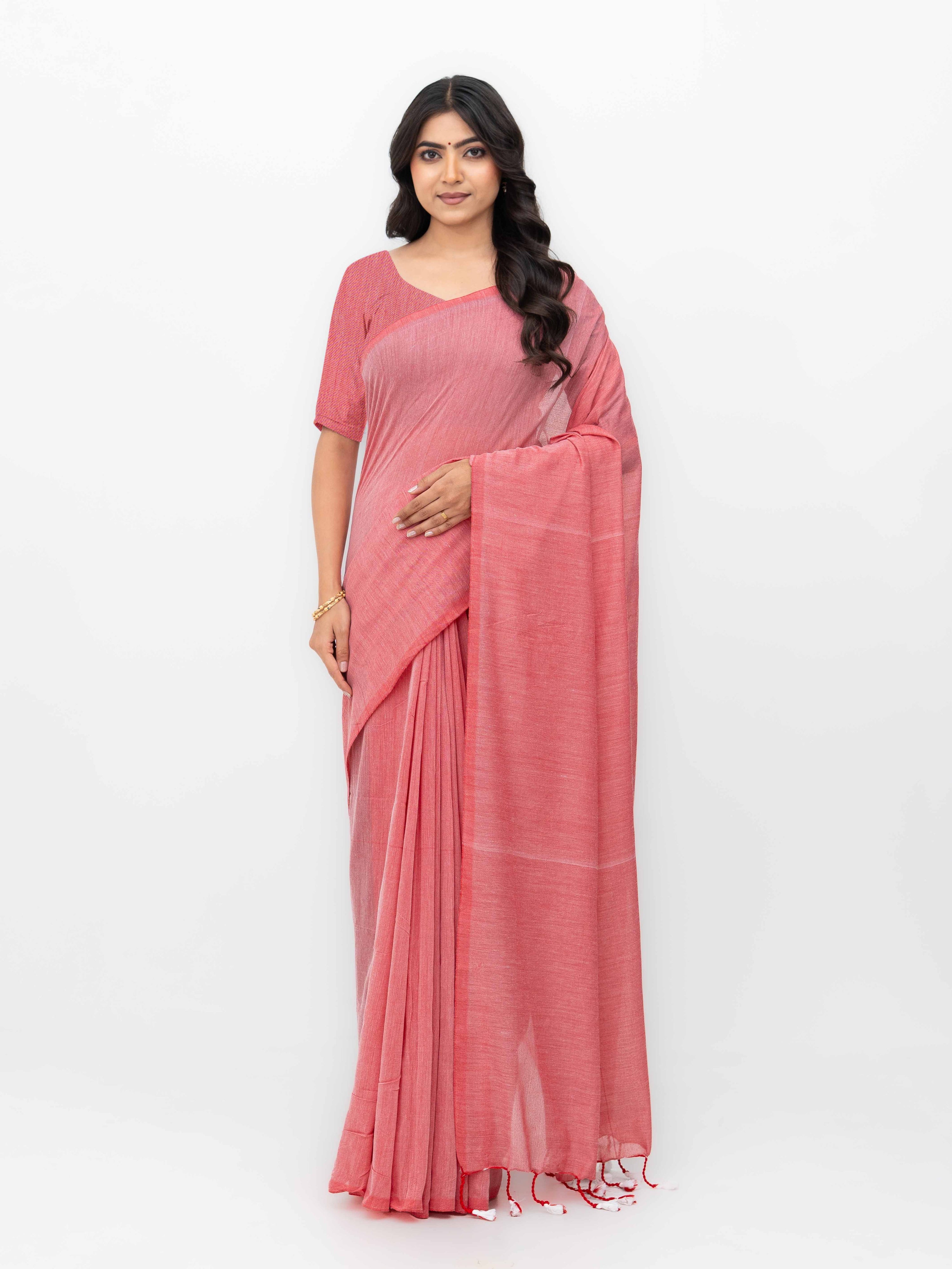 Light Pink Khadi Cotton Saree