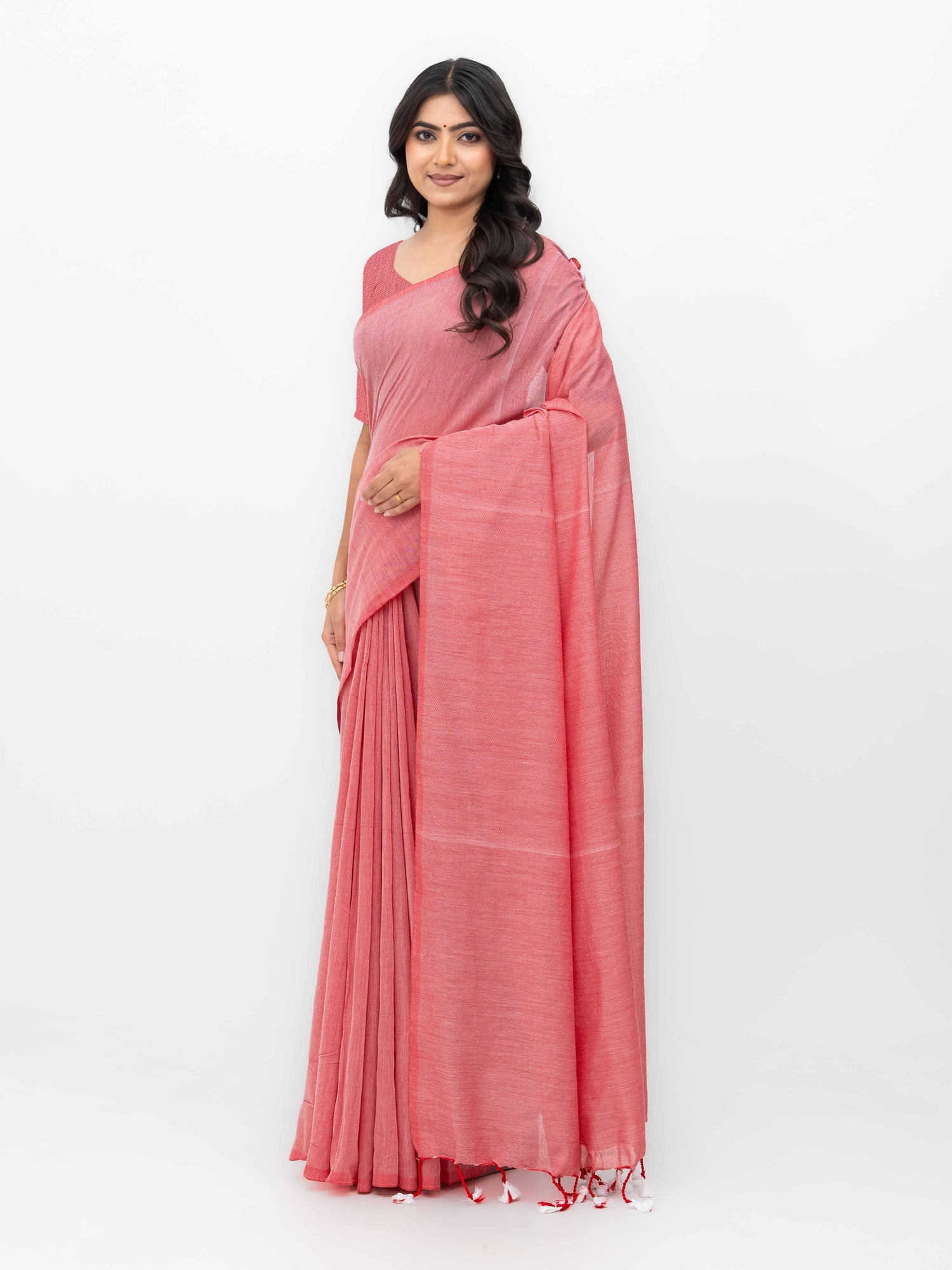 Light Pink Khadi Cotton Saree
