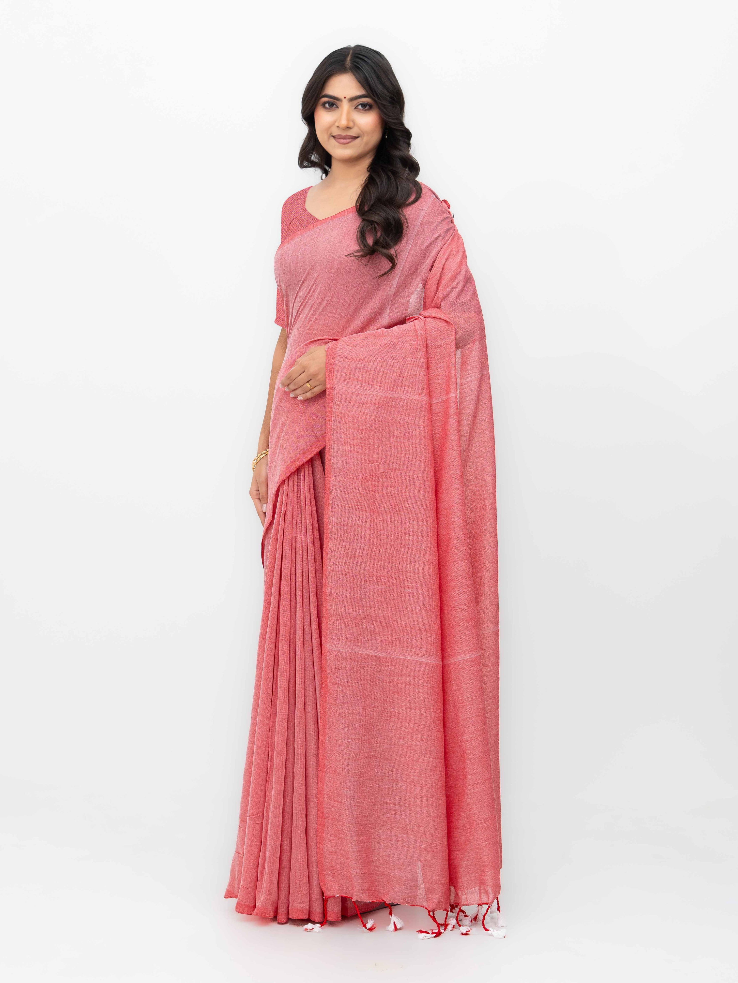 Light Pink Khadi Cotton Saree