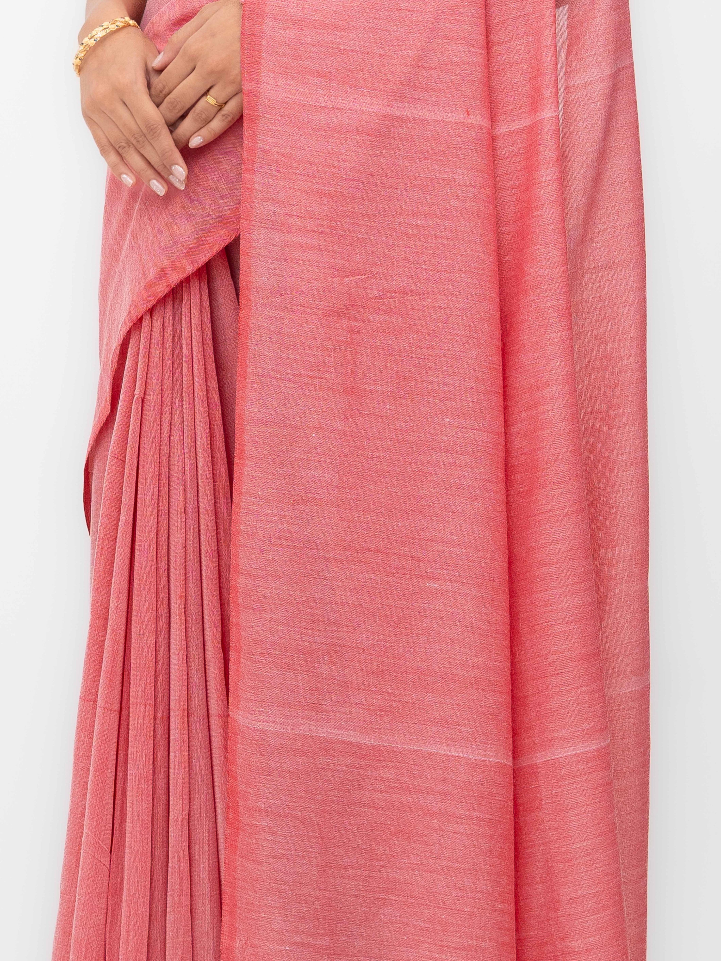 Light Pink Khadi Cotton Saree