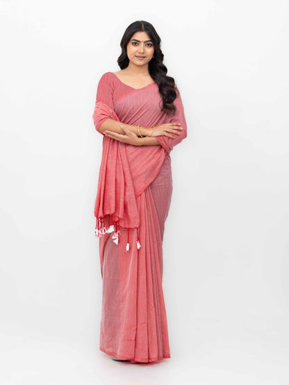 Light Pink Khadi Cotton Saree
