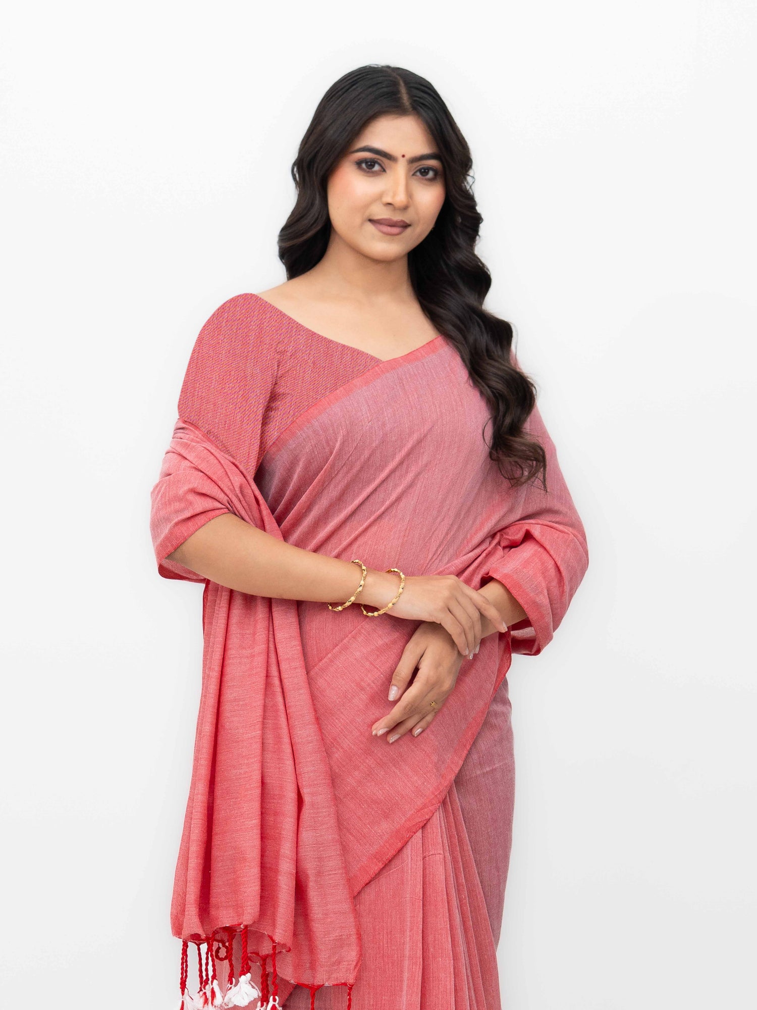 Light Pink Khadi Cotton Saree