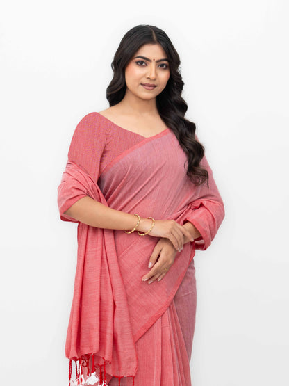 Light Pink Khadi Cotton Saree