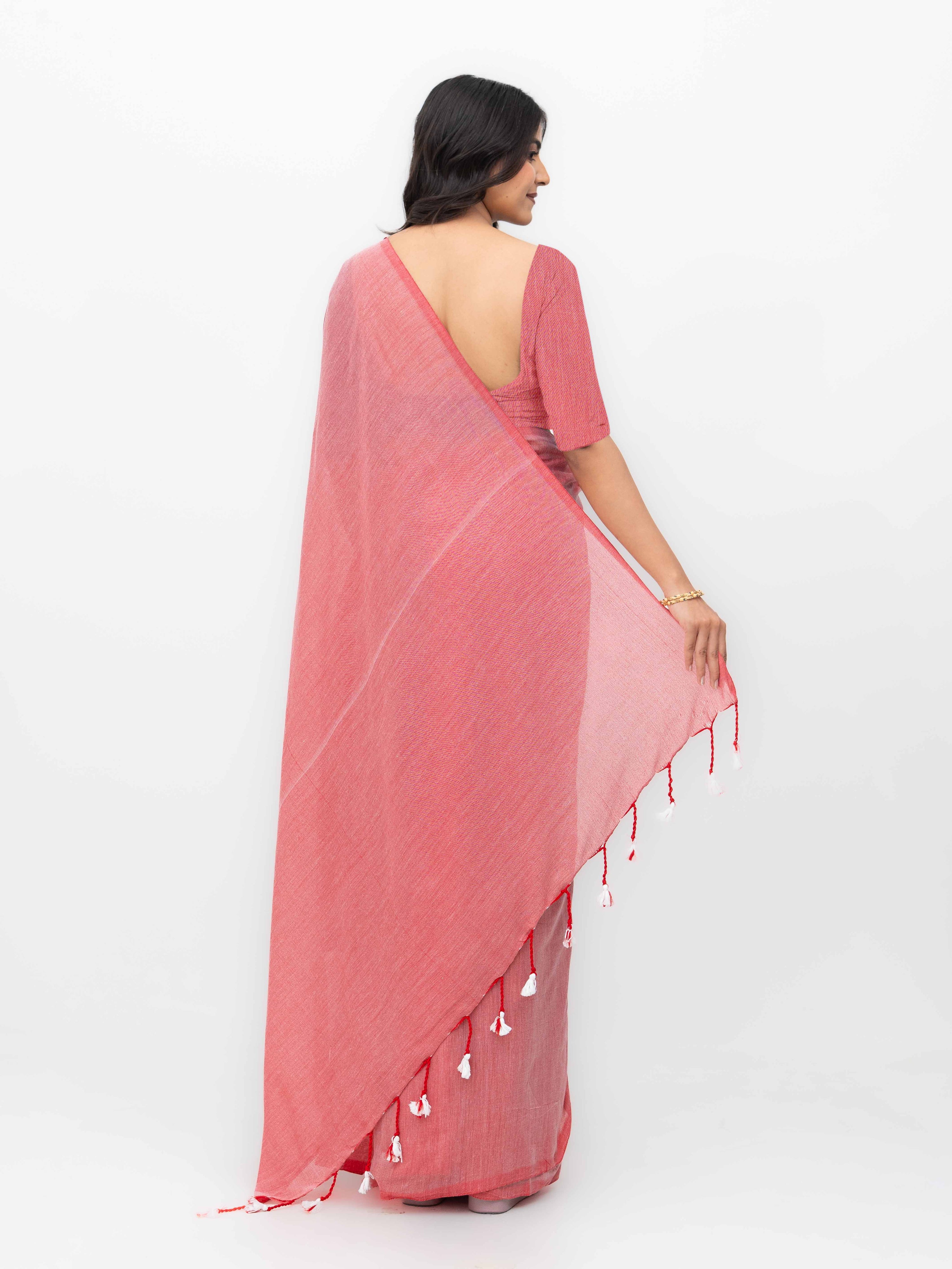 Light Pink Khadi Cotton Saree