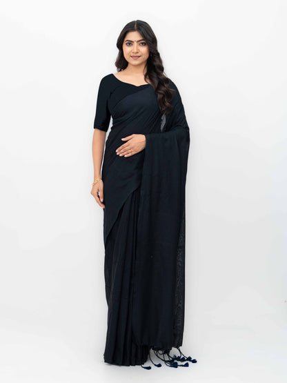 Black Khadi Cotton Saree