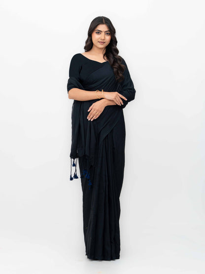 Black Khadi Cotton Saree