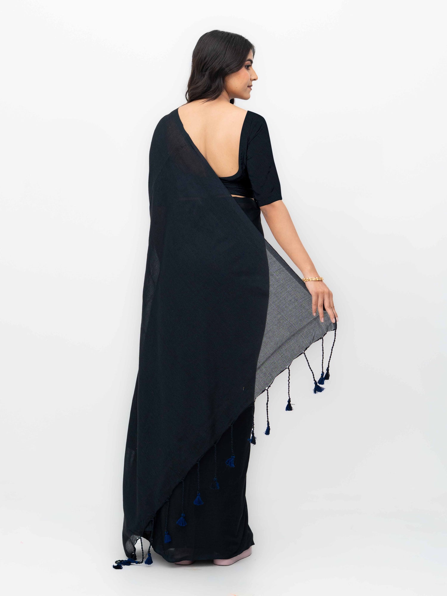 Black Khadi Cotton Saree