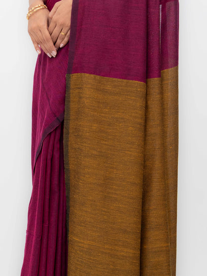 Pink &amp; Mustard Khadi Cotton Saree