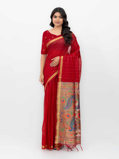 Red Tissue Silk Saree