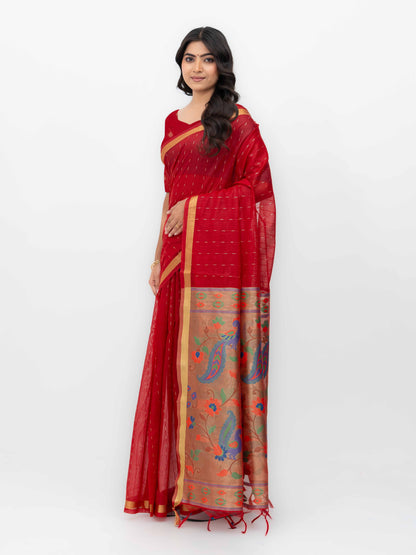 Red Tissue Silk Saree