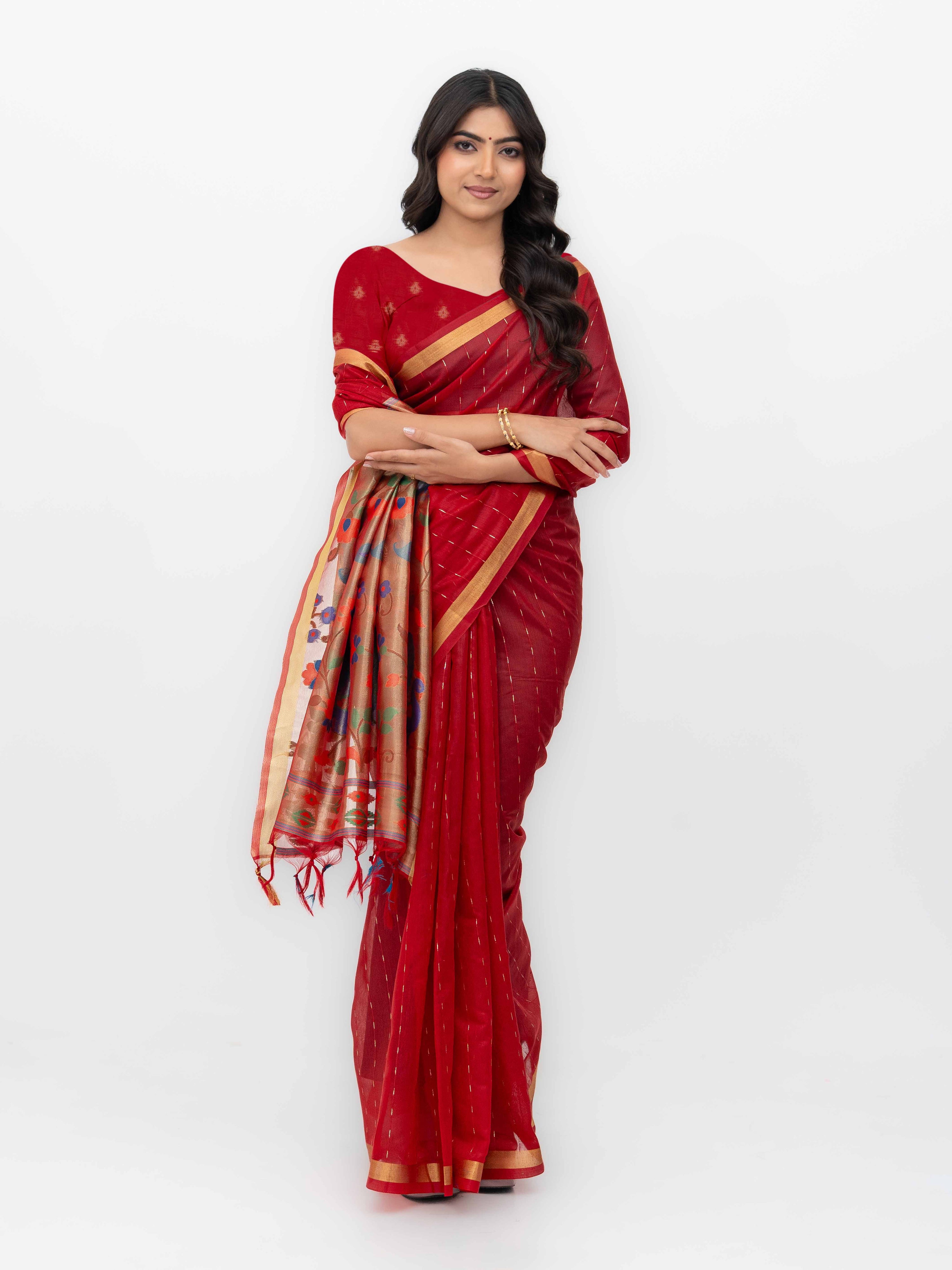Red Tissue Silk Saree