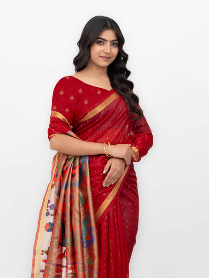Red Tissue Silk Saree