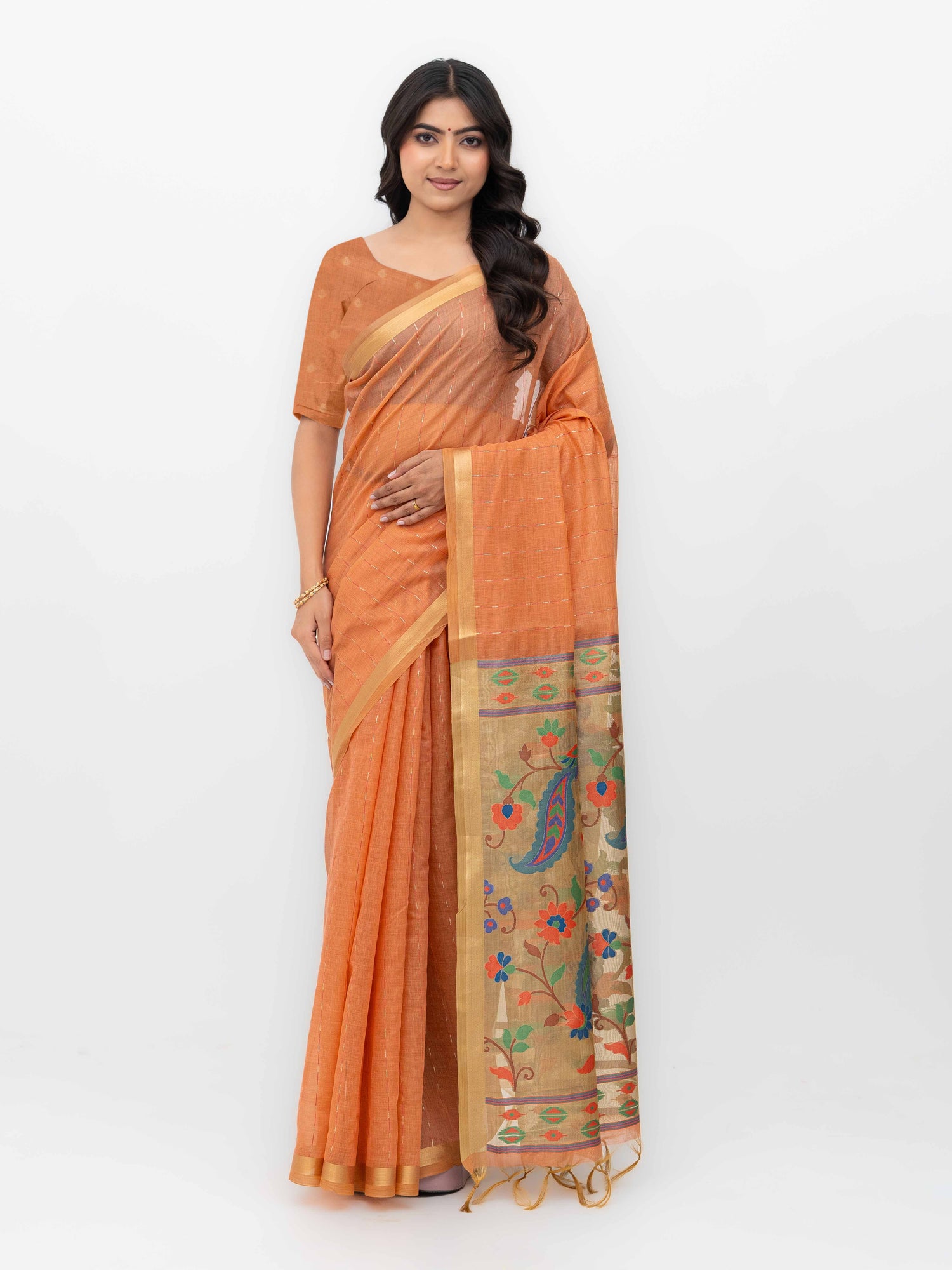 Rust Tissue Silk Saree
