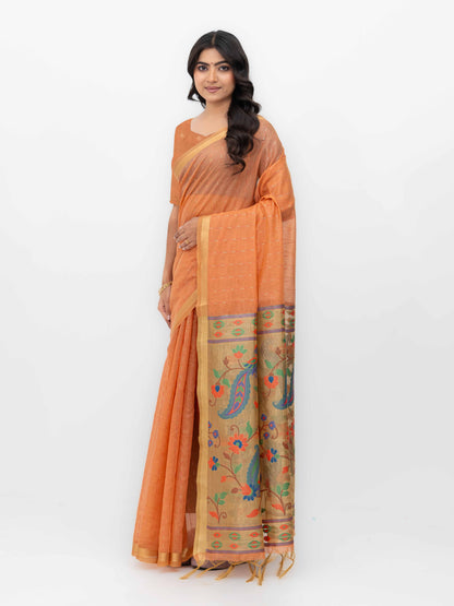 Rust Tissue Silk Saree