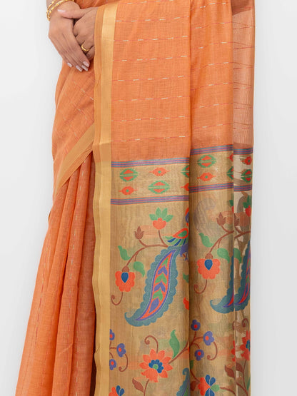 Rust Tissue Silk Saree