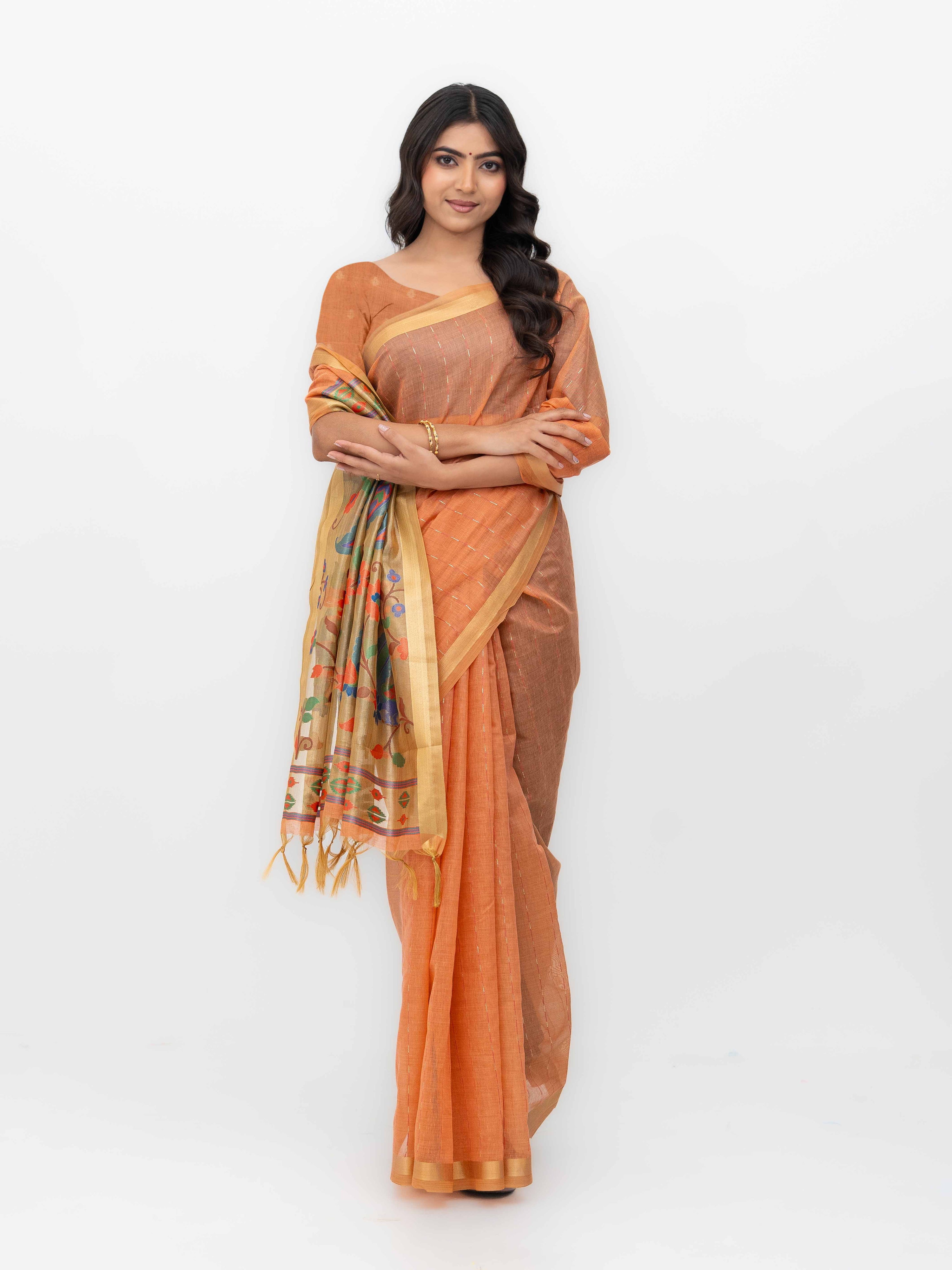 Rust Tissue Silk Saree