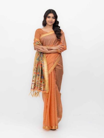 Rust Tissue Silk Saree