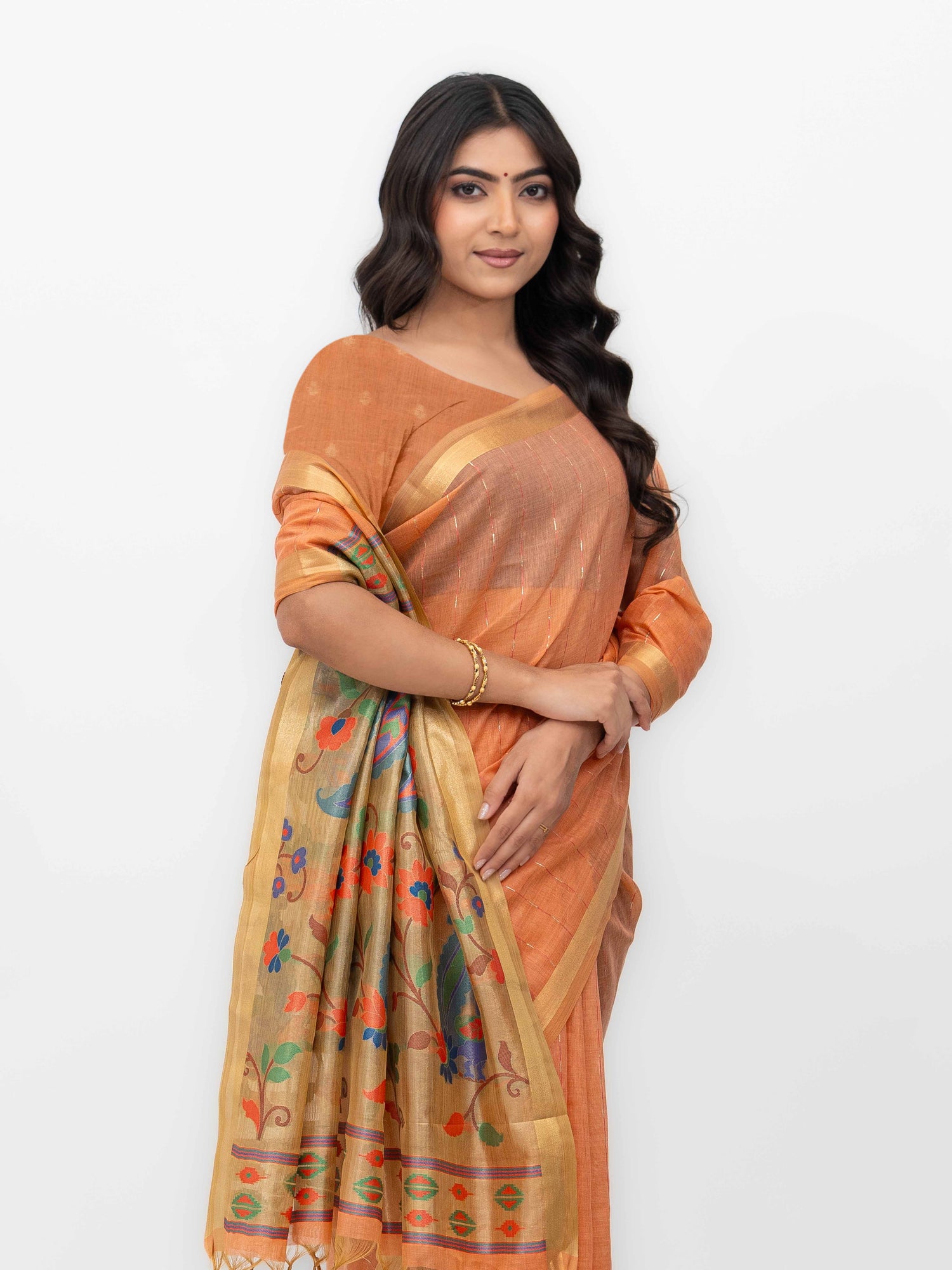 Rust Tissue Silk Saree
