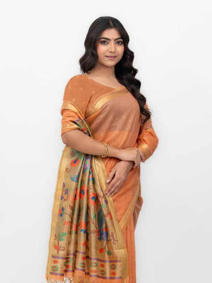 Rust Tissue Silk Saree