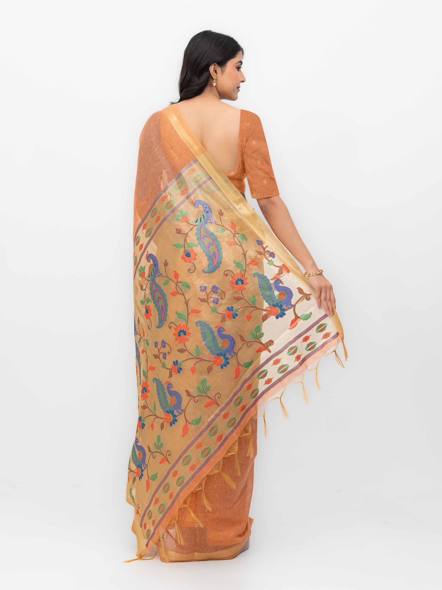 Rust Tissue Silk Saree