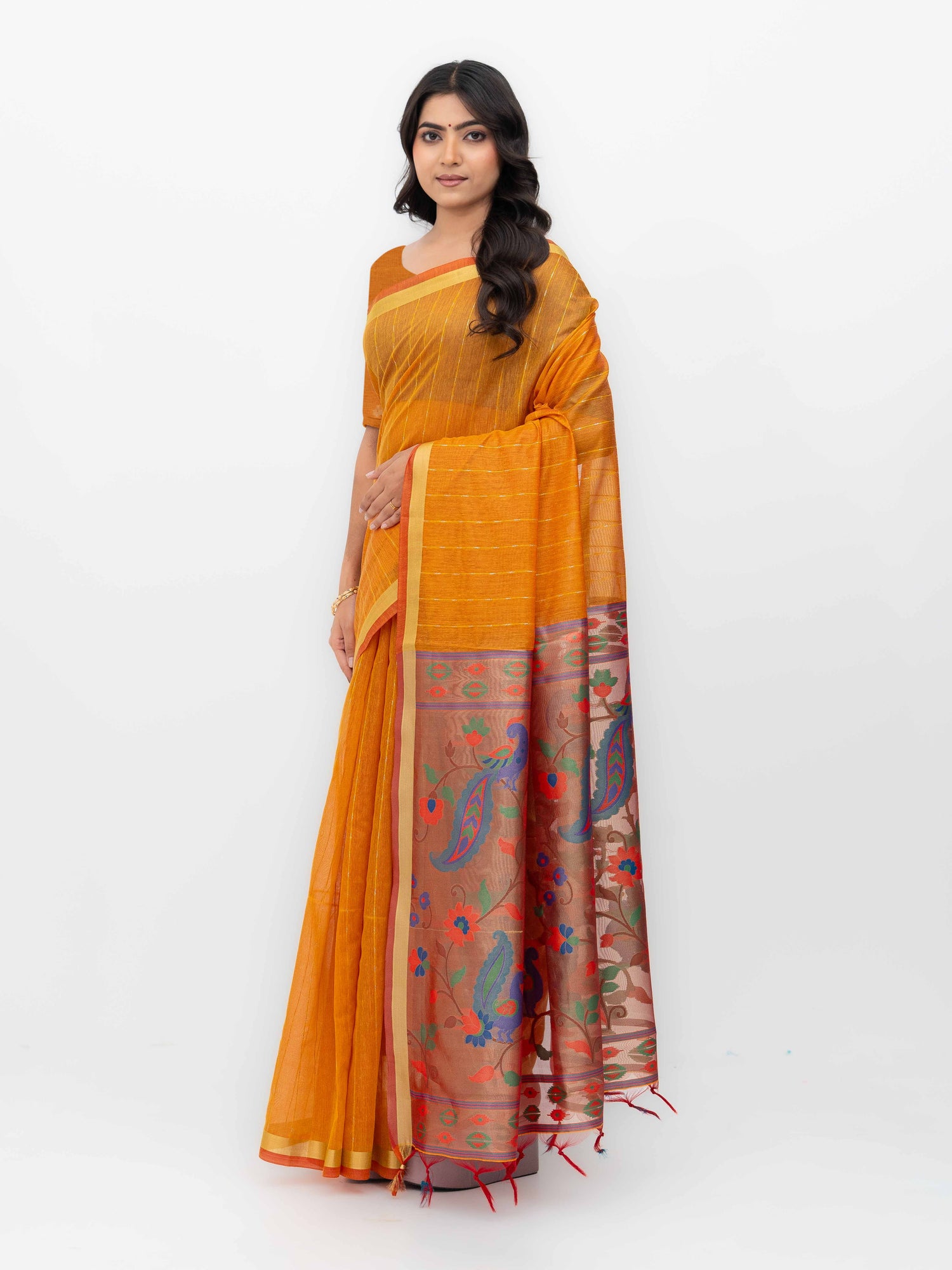 Orange Tissue Silk Saree