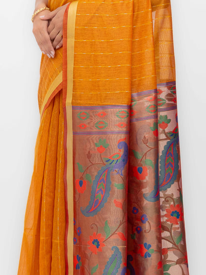 Orange Tissue Silk Saree