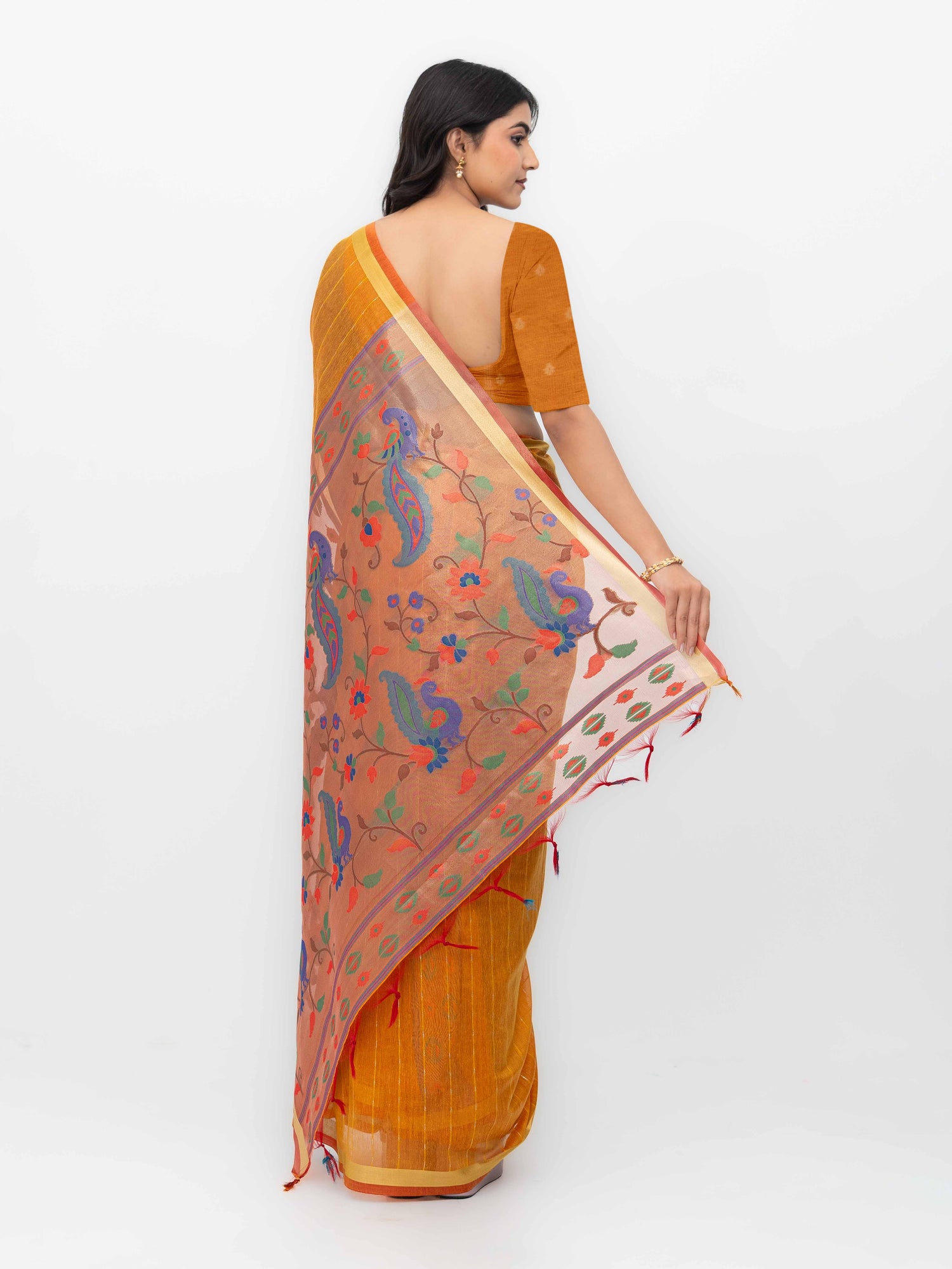 Orange Tissue Silk Saree