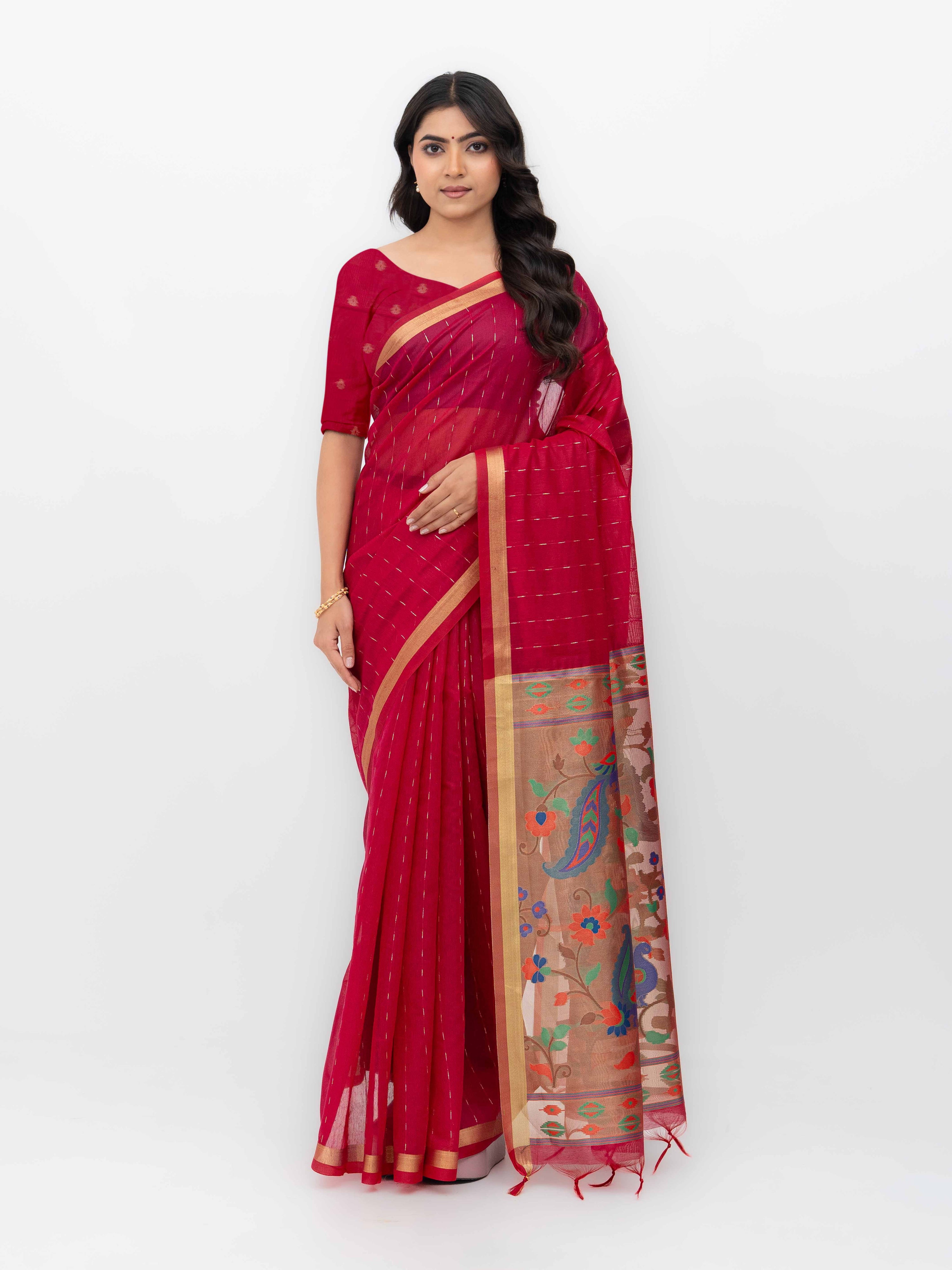 Rani Pink Tissue Silk Saree
