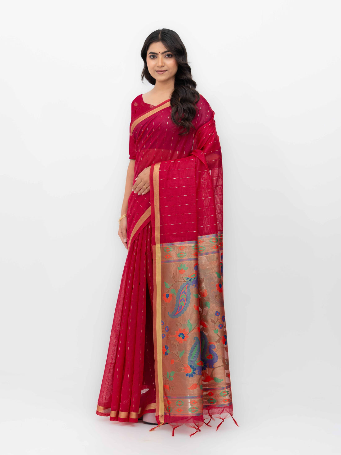 Rani Pink Tissue Silk Saree