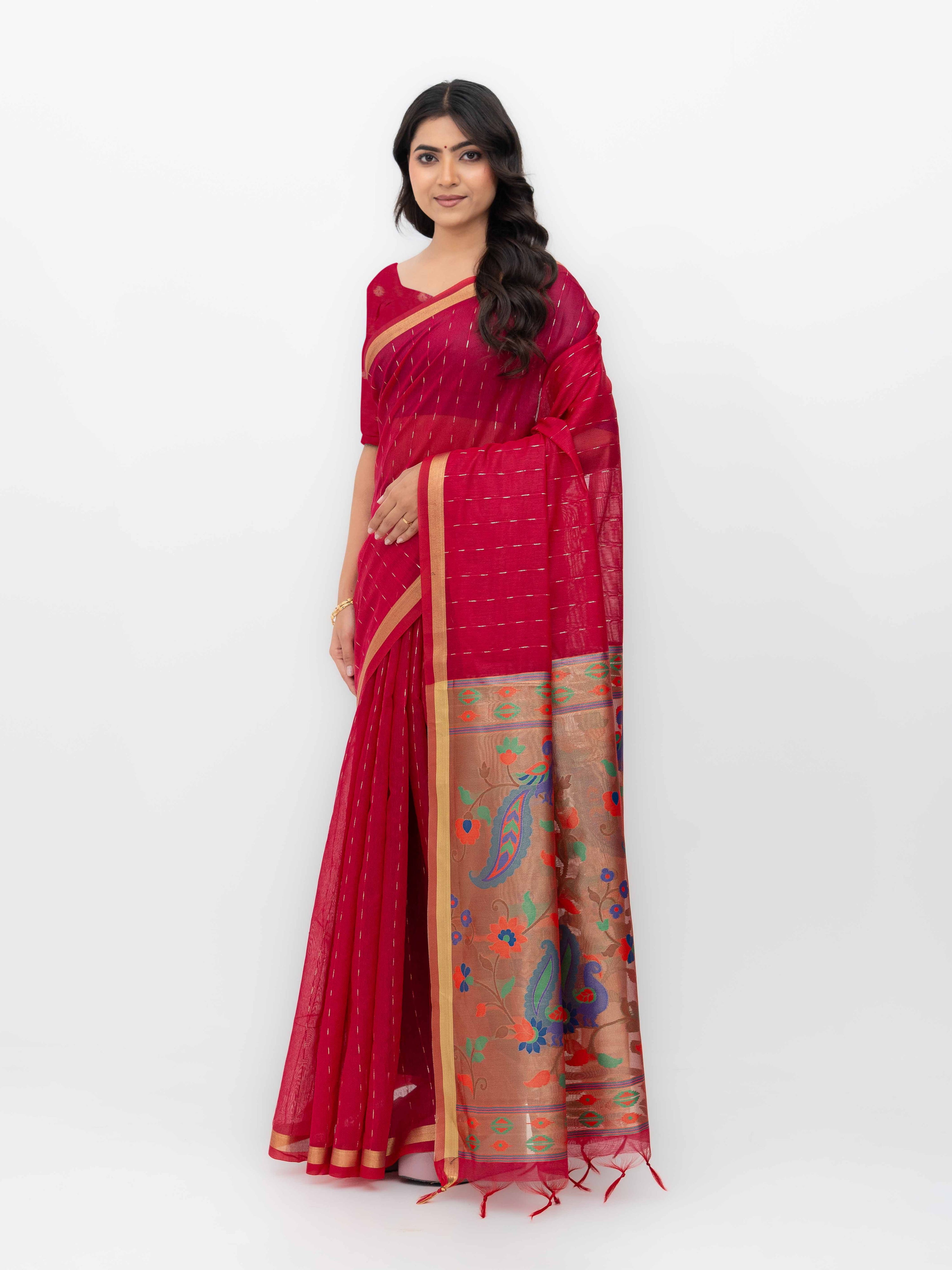 Rani Pink Tissue Silk Saree
