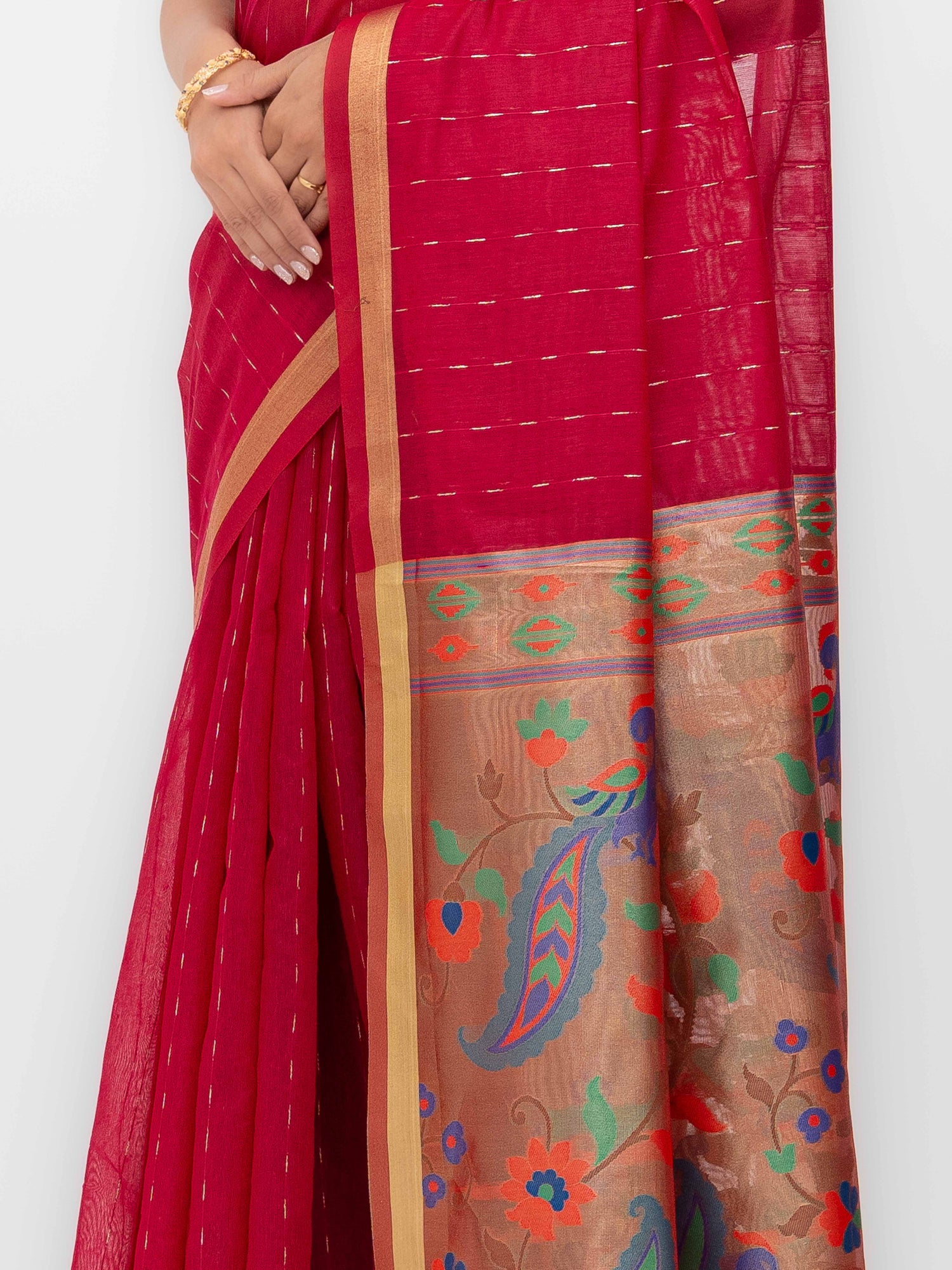 Rani Pink Tissue Silk Saree
