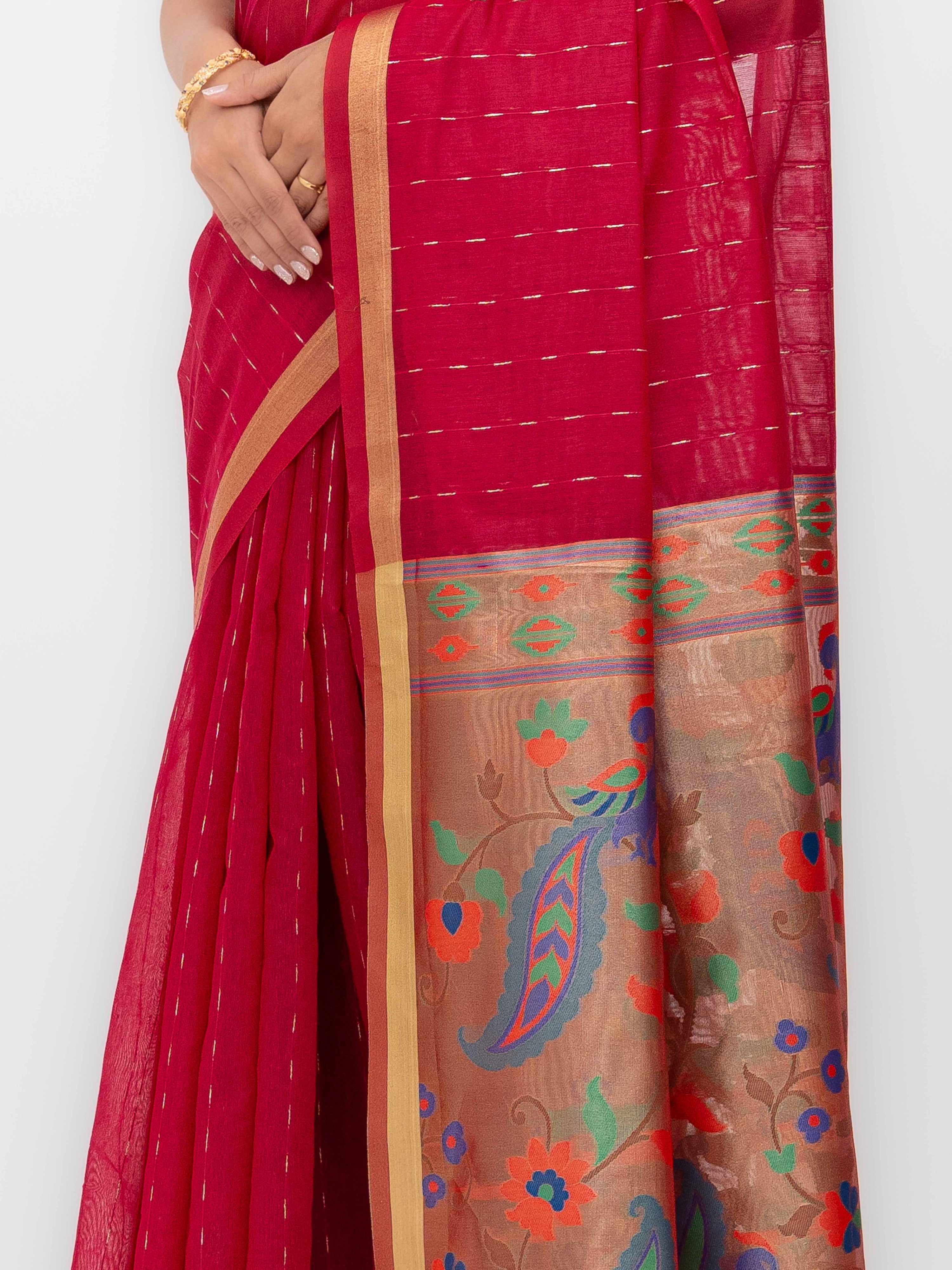 Rani Pink Tissue Silk Saree