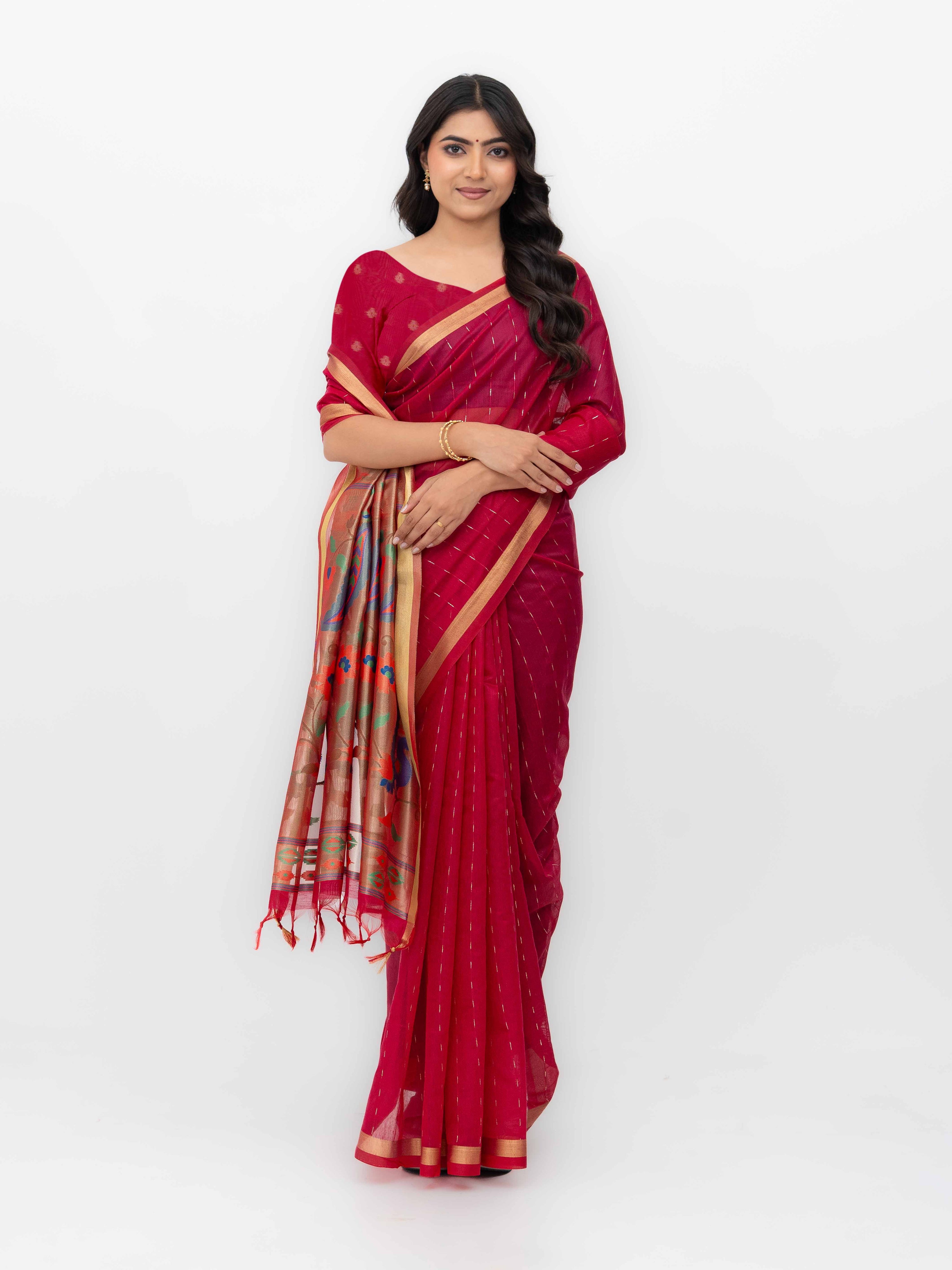 Rani Pink Tissue Silk Saree