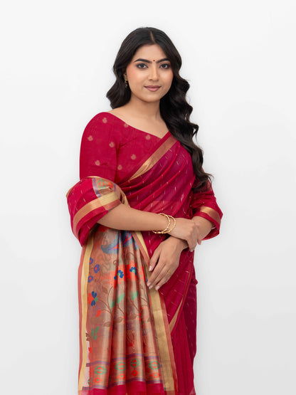 Rani Pink Tissue Silk Saree