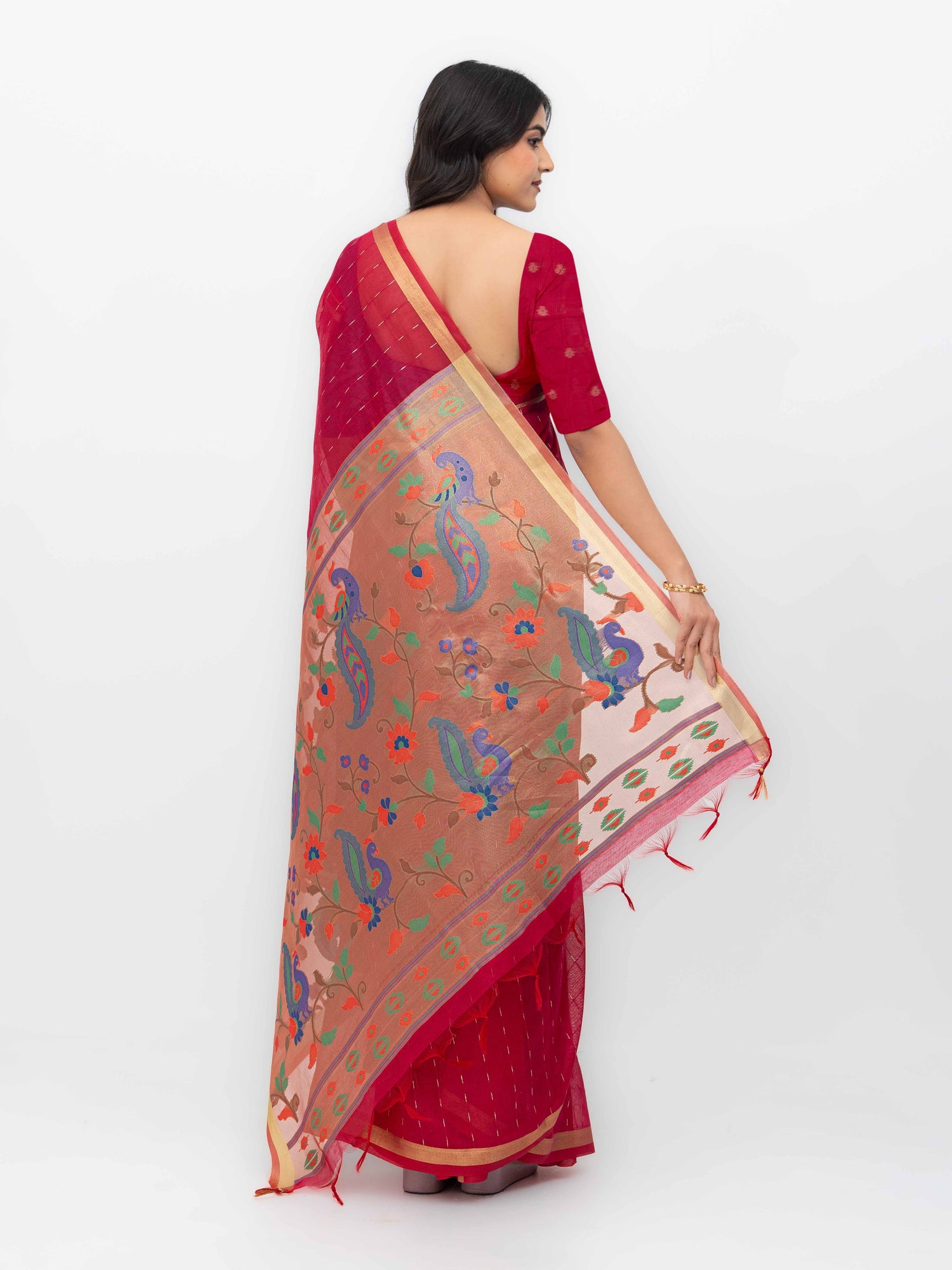 Rani Pink Tissue Silk Saree