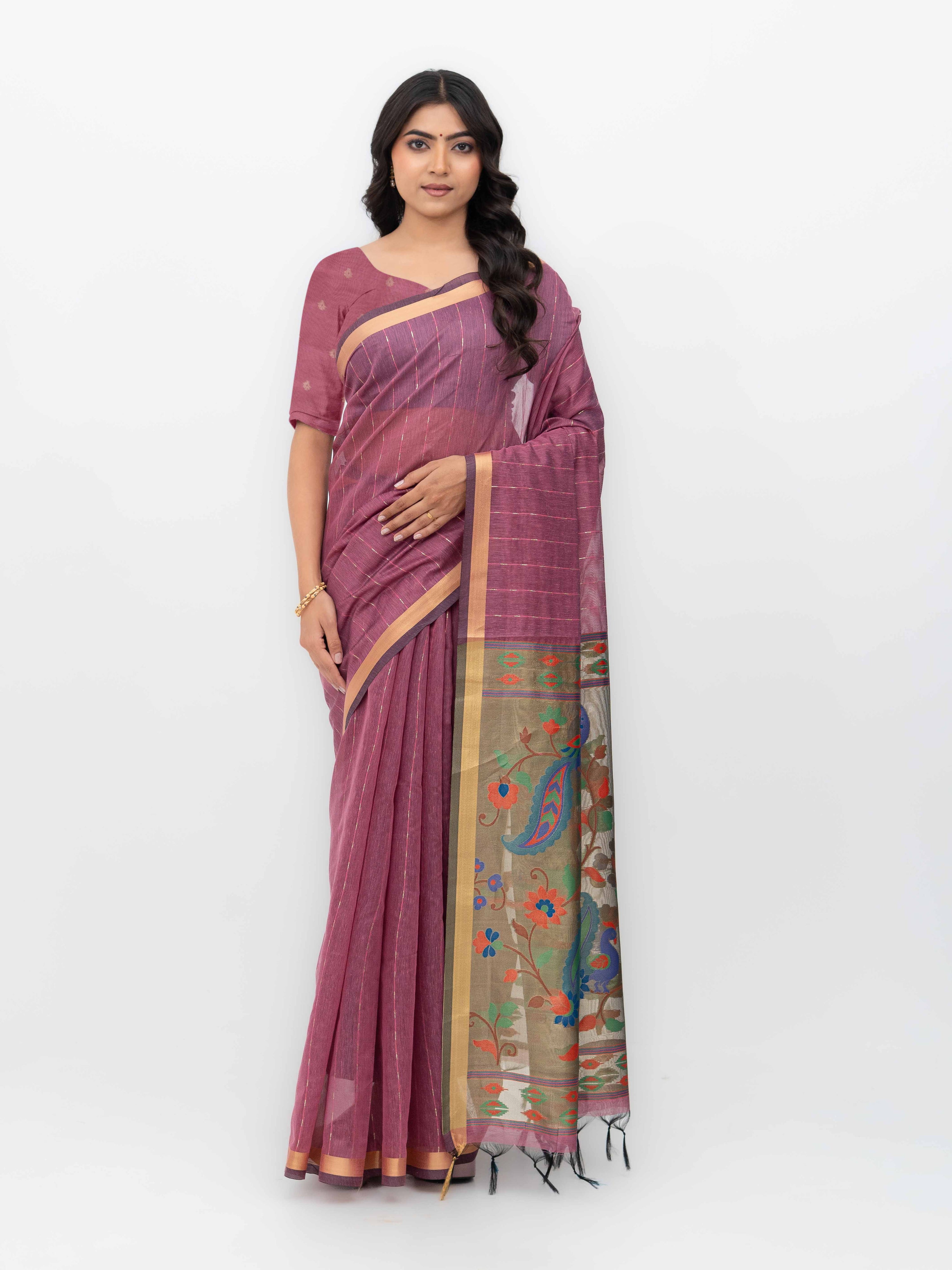 Purple Tissue Silk Saree