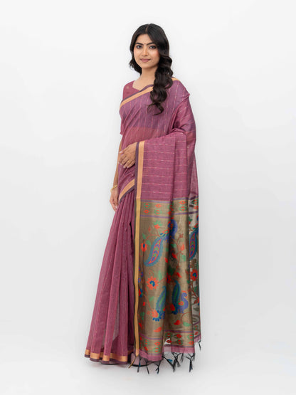 Purple Tissue Silk Saree