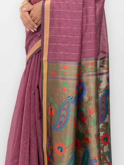 Purple Tissue Silk Saree