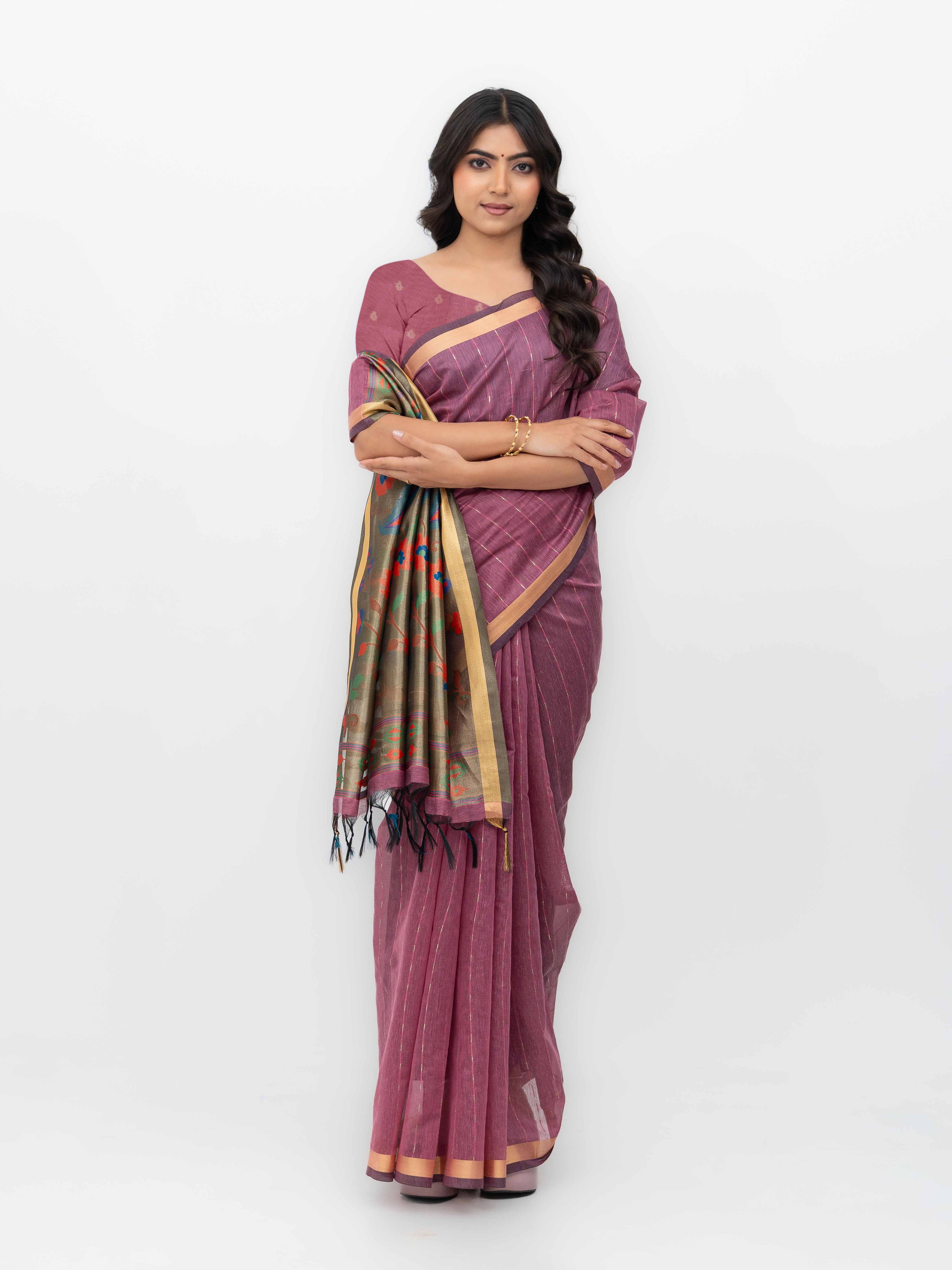Purple Tissue Silk Saree