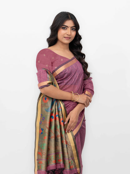 Purple Tissue Silk Saree