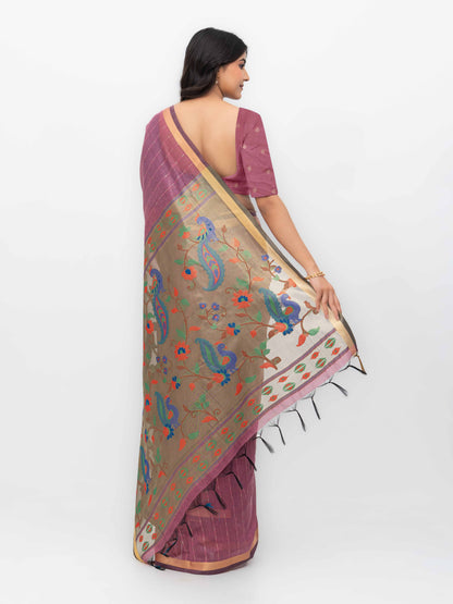 Purple Tissue Silk Saree