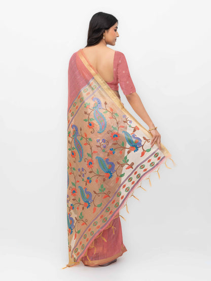 Peach Tissue Silk Saree