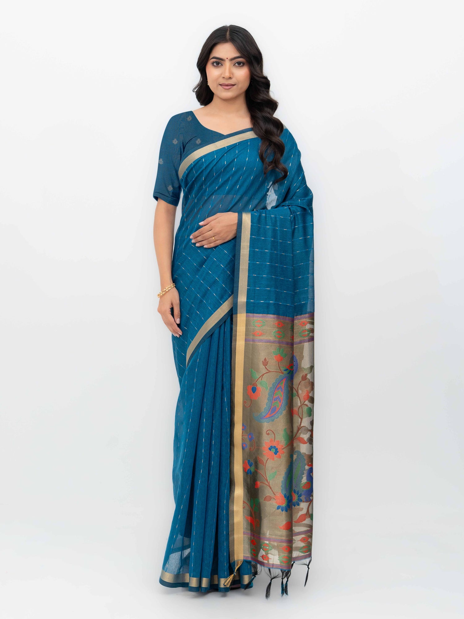 Blue Tissue Silk Saree