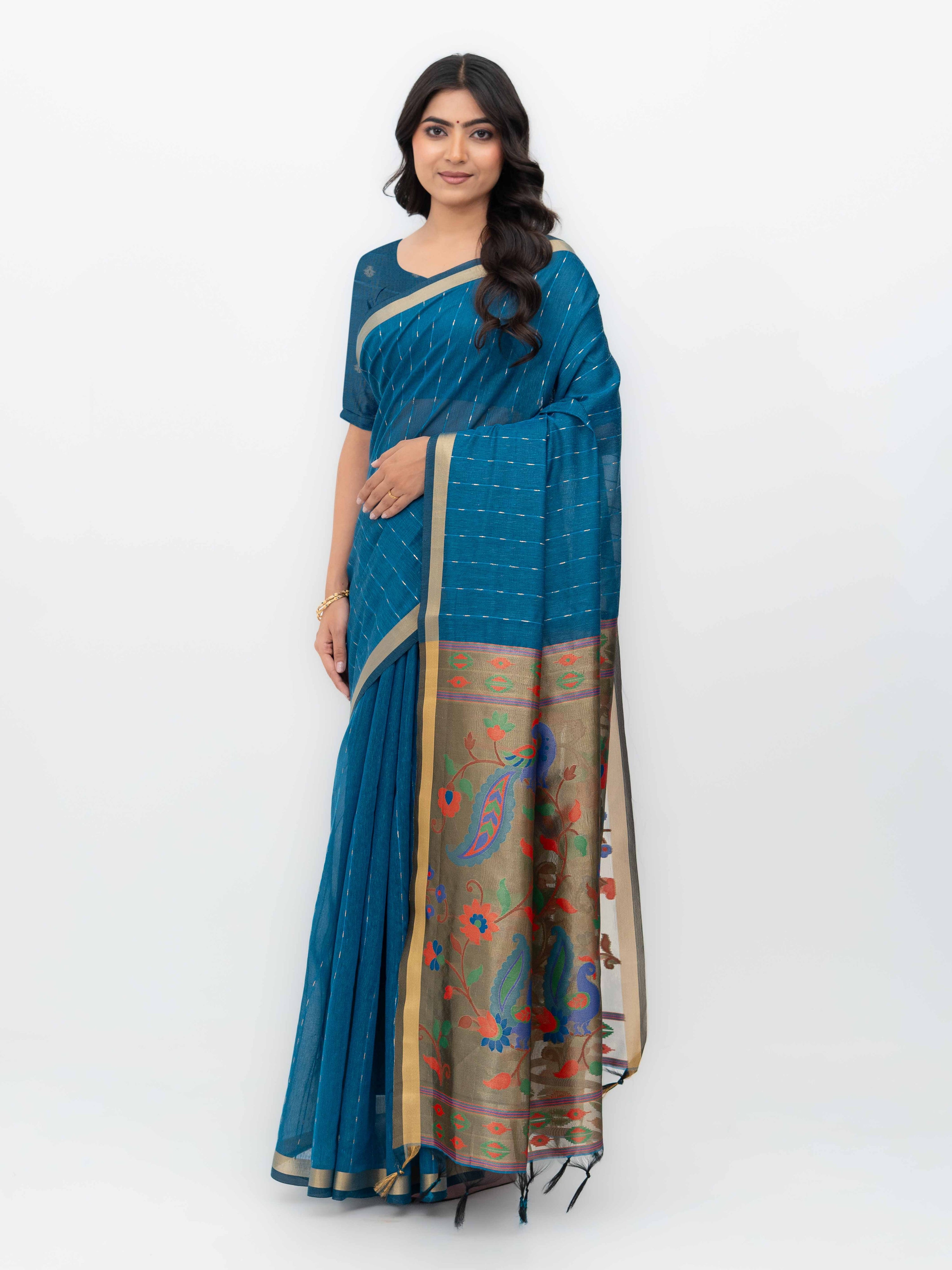 Blue Tissue Silk Saree