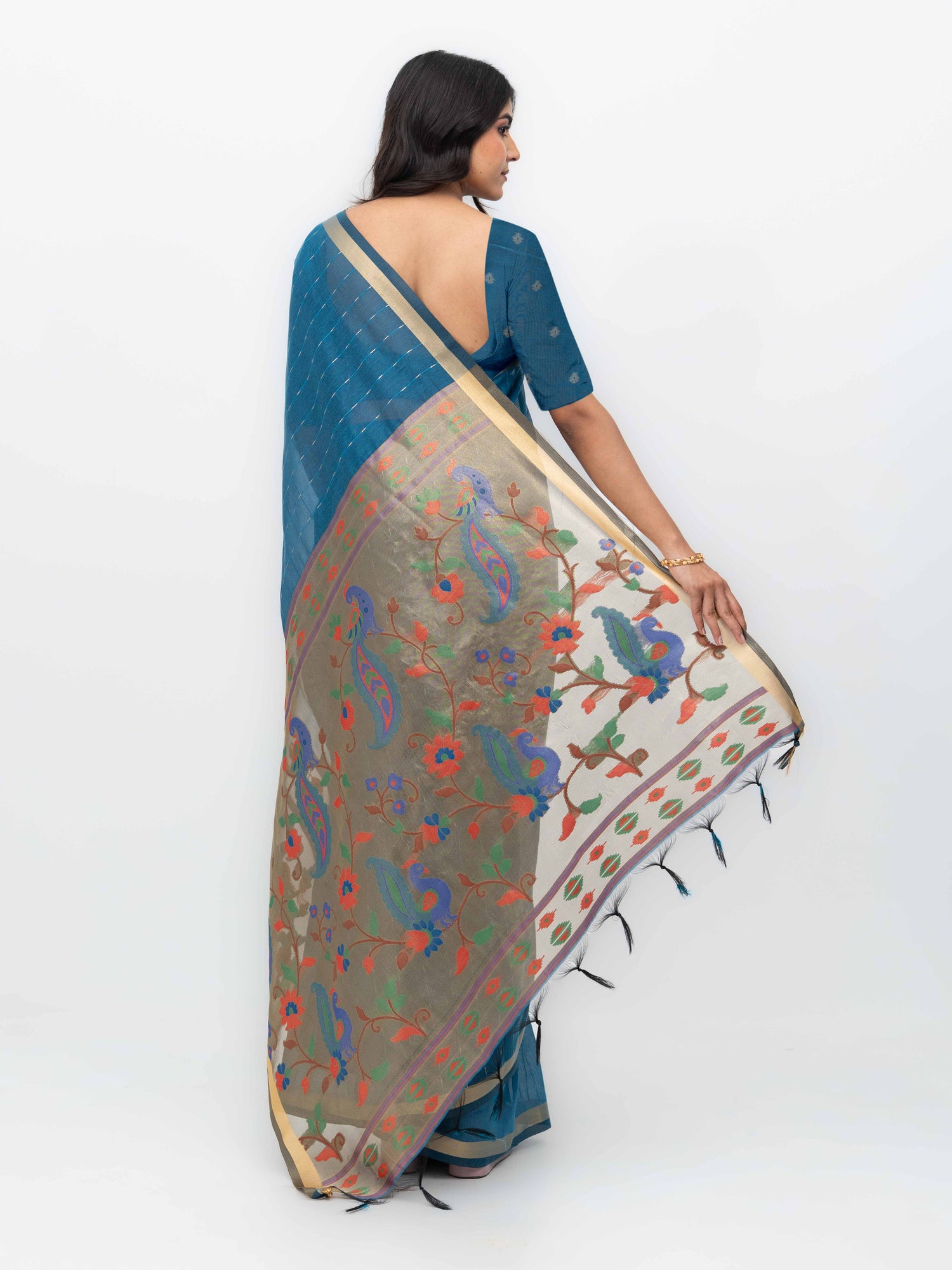 Blue Tissue Silk Saree