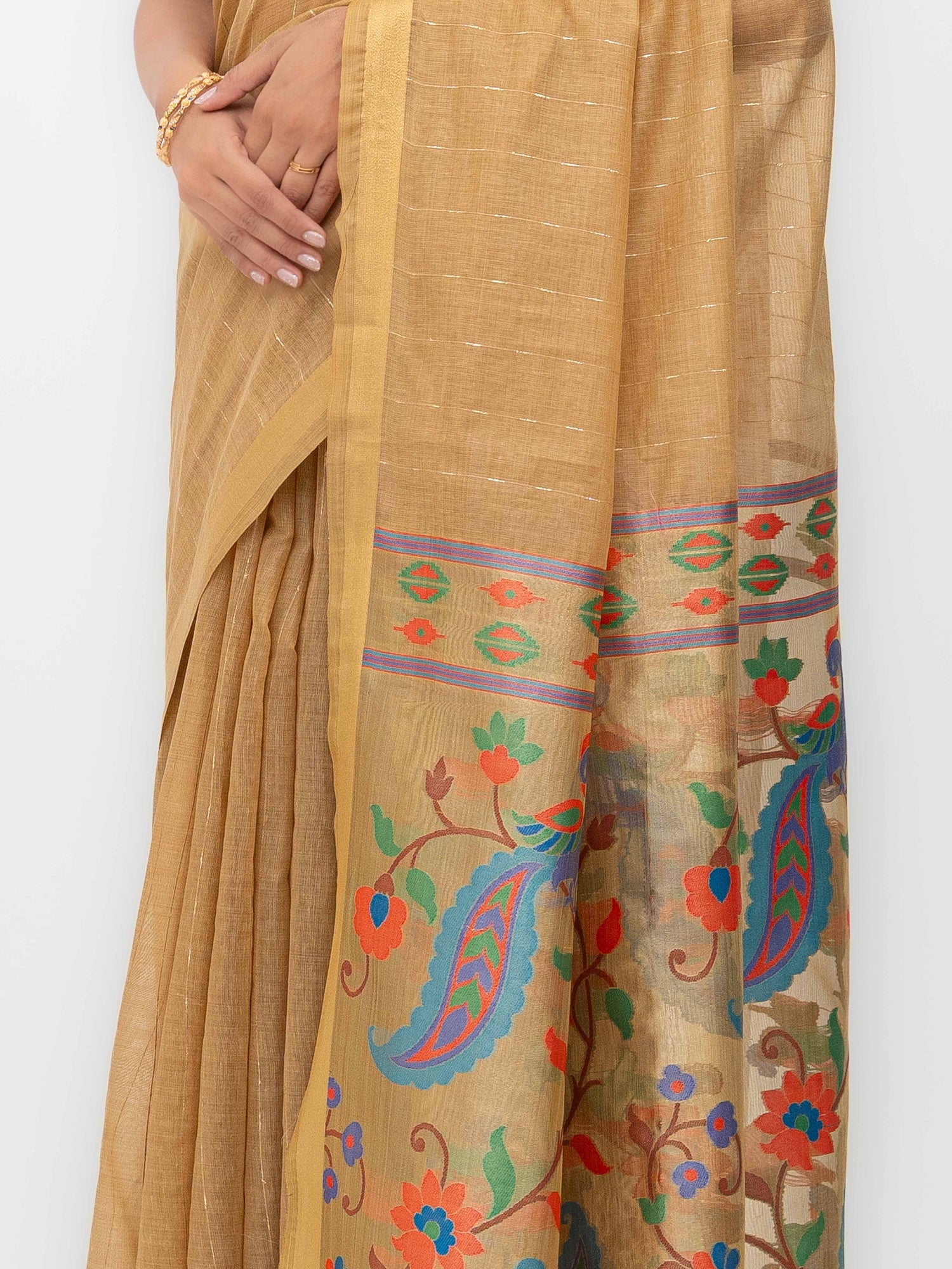 Beige Tissue Silk Saree