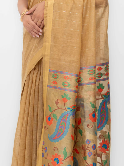 Beige Tissue Silk Saree
