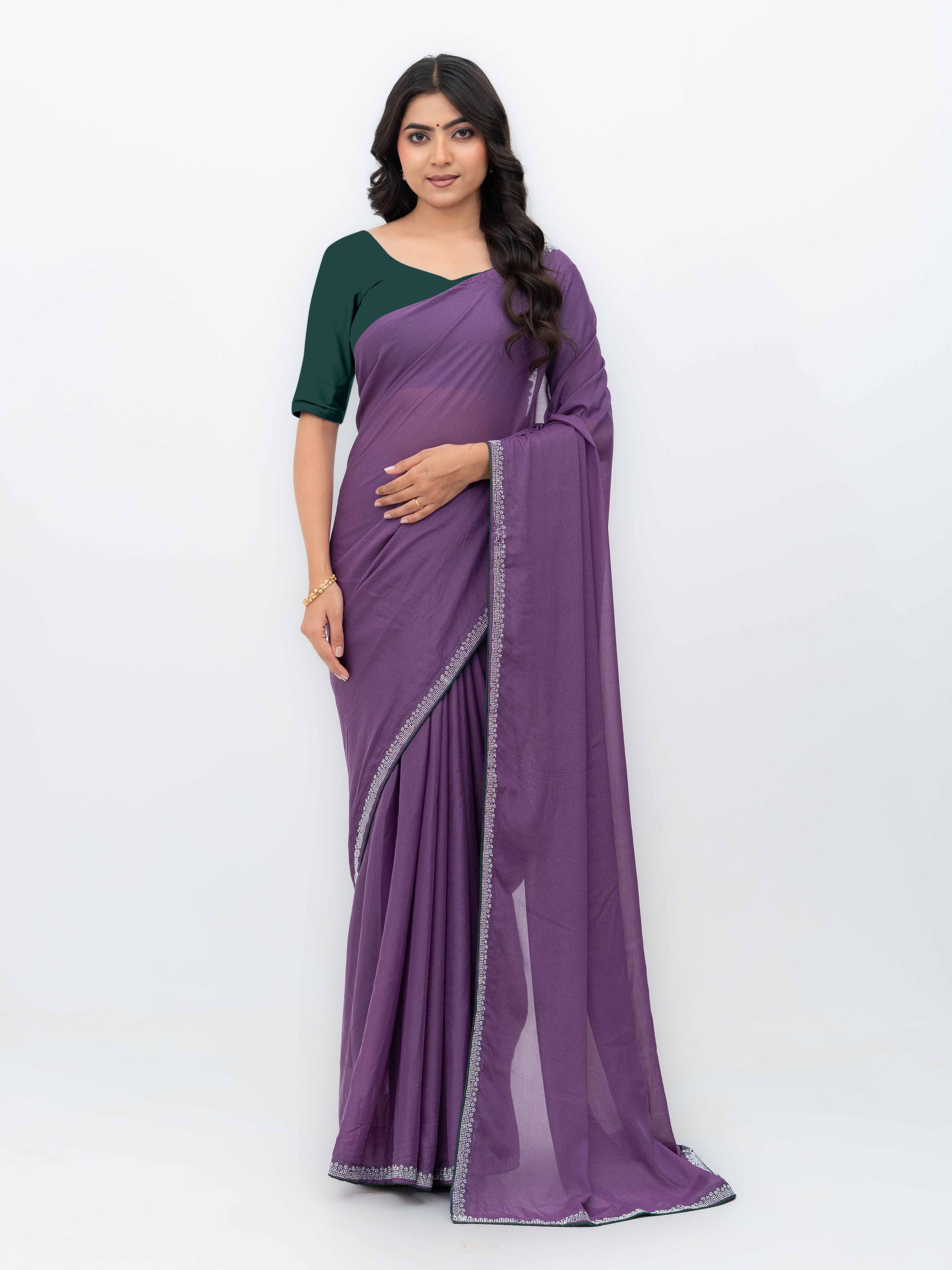 Purple Georgette Saree