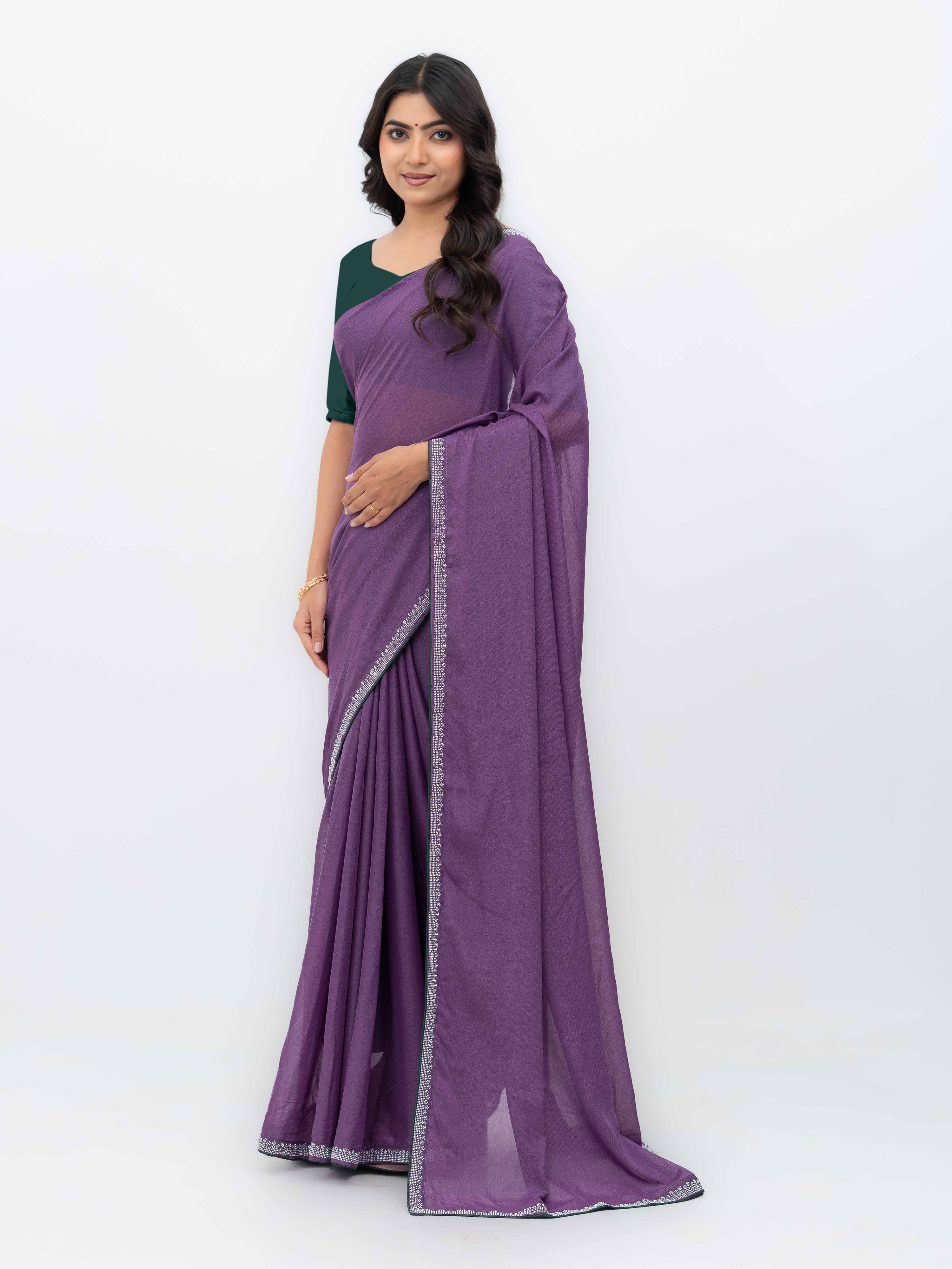 Purple Georgette Saree