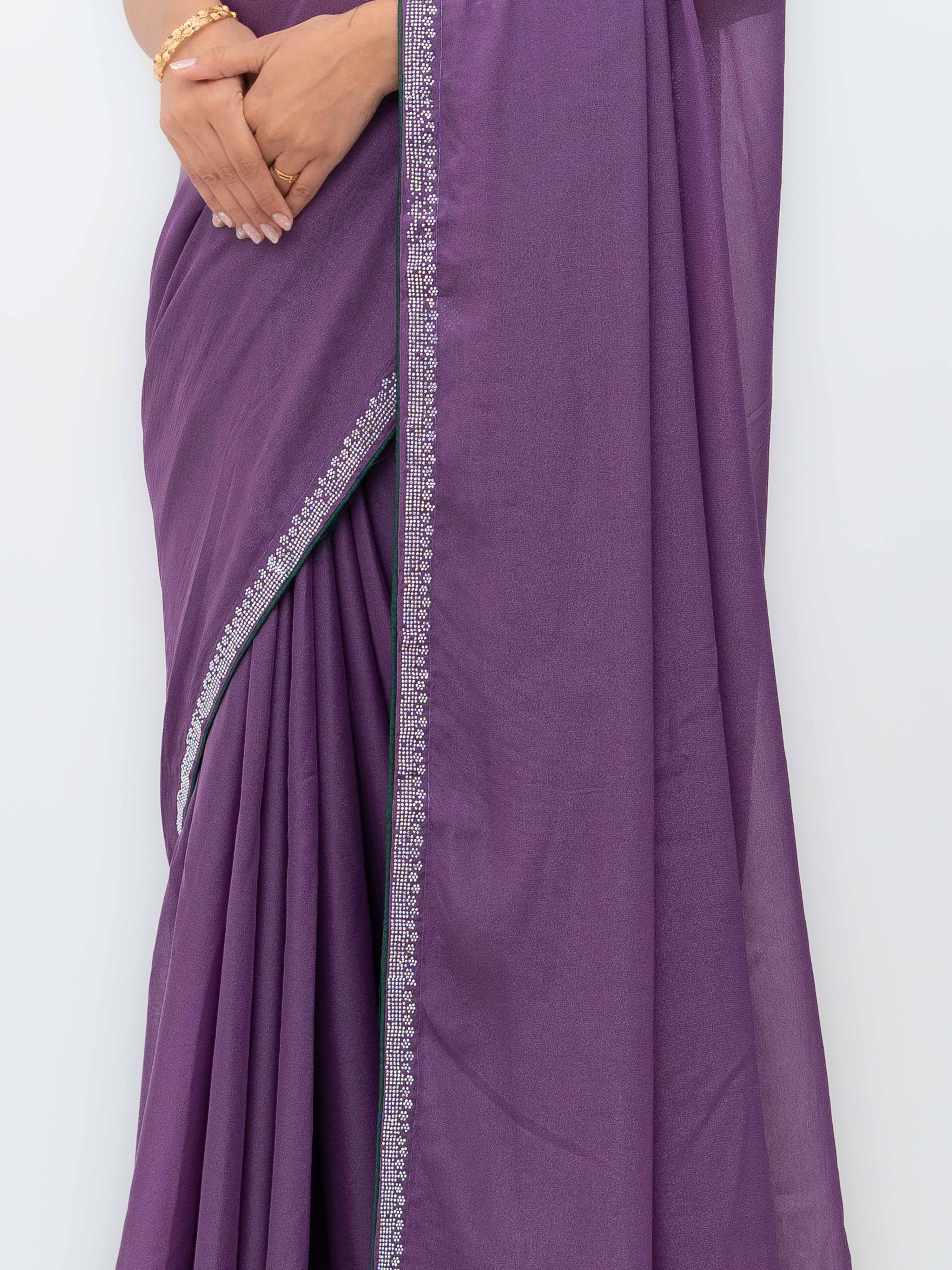 Purple Georgette Saree